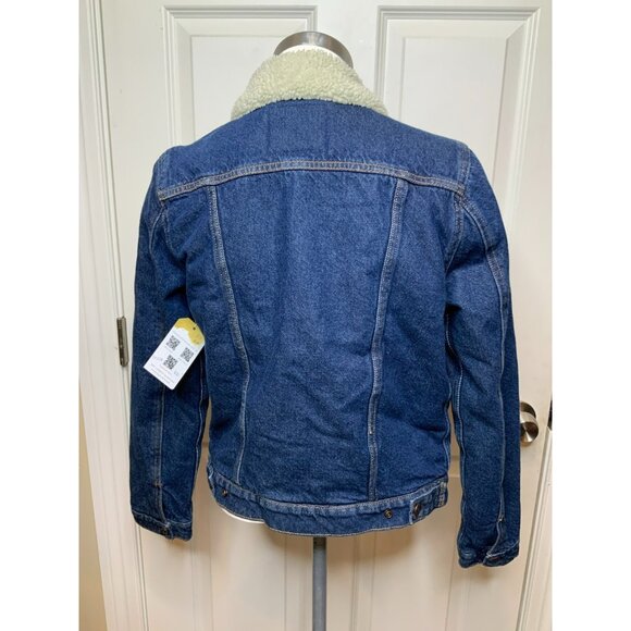 Levi Strauss & Co Dark Wash Faux Shearling Snap Button Up Jean Jacket Size M - Picture 7 of 11